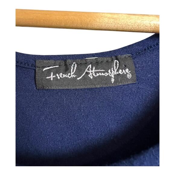 French Atmosphere Navy Blue Embroidered Casual Dress Tank Comfy Everyday - Picture 3 of 4